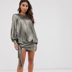 ASOS DESIGN blouson oversized sequin mini dress